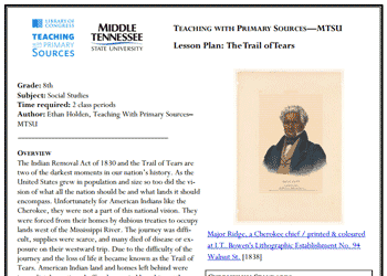Cover image of lesson plan showing Cherokee Chief Major Ridge Cover image of lesson plan showing Cherokee Chief Major Ridge