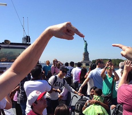 A view of the Statue of Liberty from the boat.