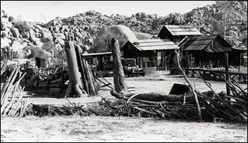 Homestead ranch house in desert