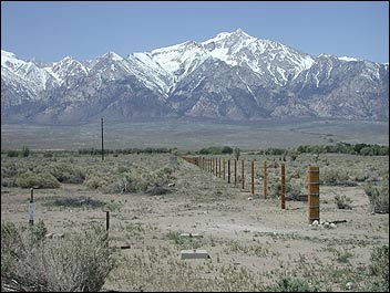 Manzanar Relocation Center, with Mount Williamson in the background Manzanar Relocation Center, with Mount Williamson in the background