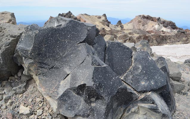 Fragments of an exploded lava dome cover Lassen Peak summit