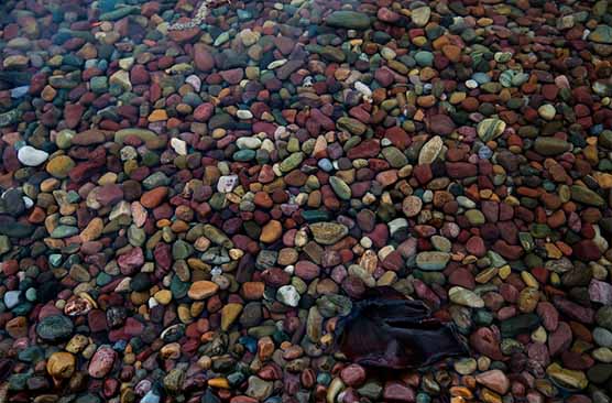 Colorful rocks in Lake McDonald Colorful rocks in Lake McDonald