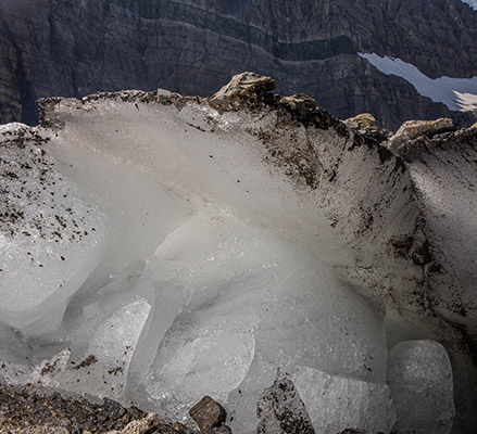 A close up photo of glacier ice