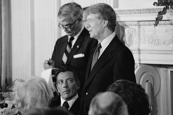 President Jimmy Carter speaking at a White House dinner celebrating the signing of the Panama Canal Treaty, Washington, D.C.