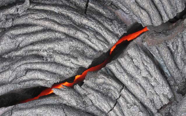 crack revealing molten lava crack revealing molten lava