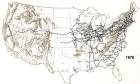 Historic Map, Railroads Routes in 1870