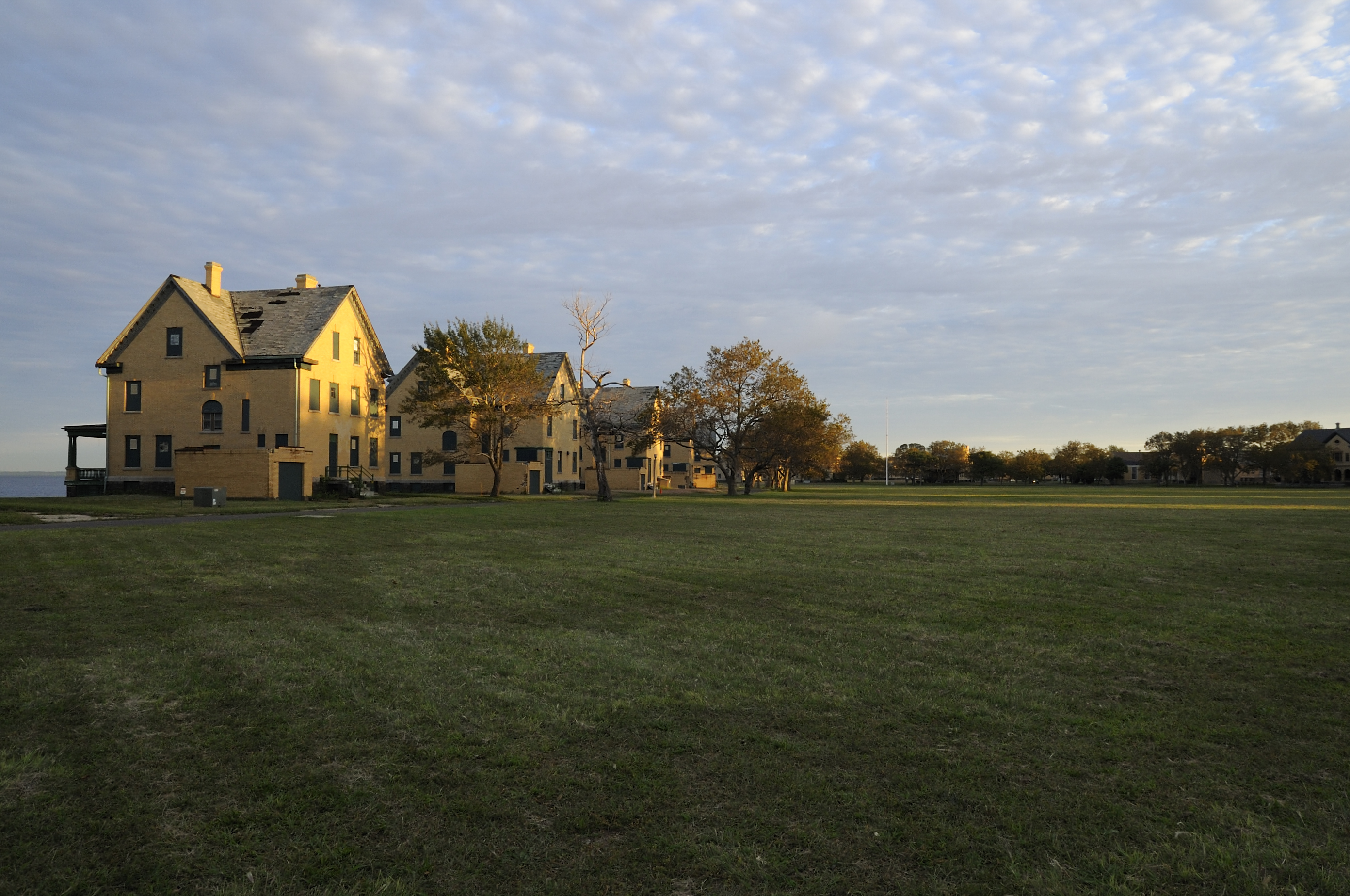 Historic Buildings in Sandy Hook at sunset