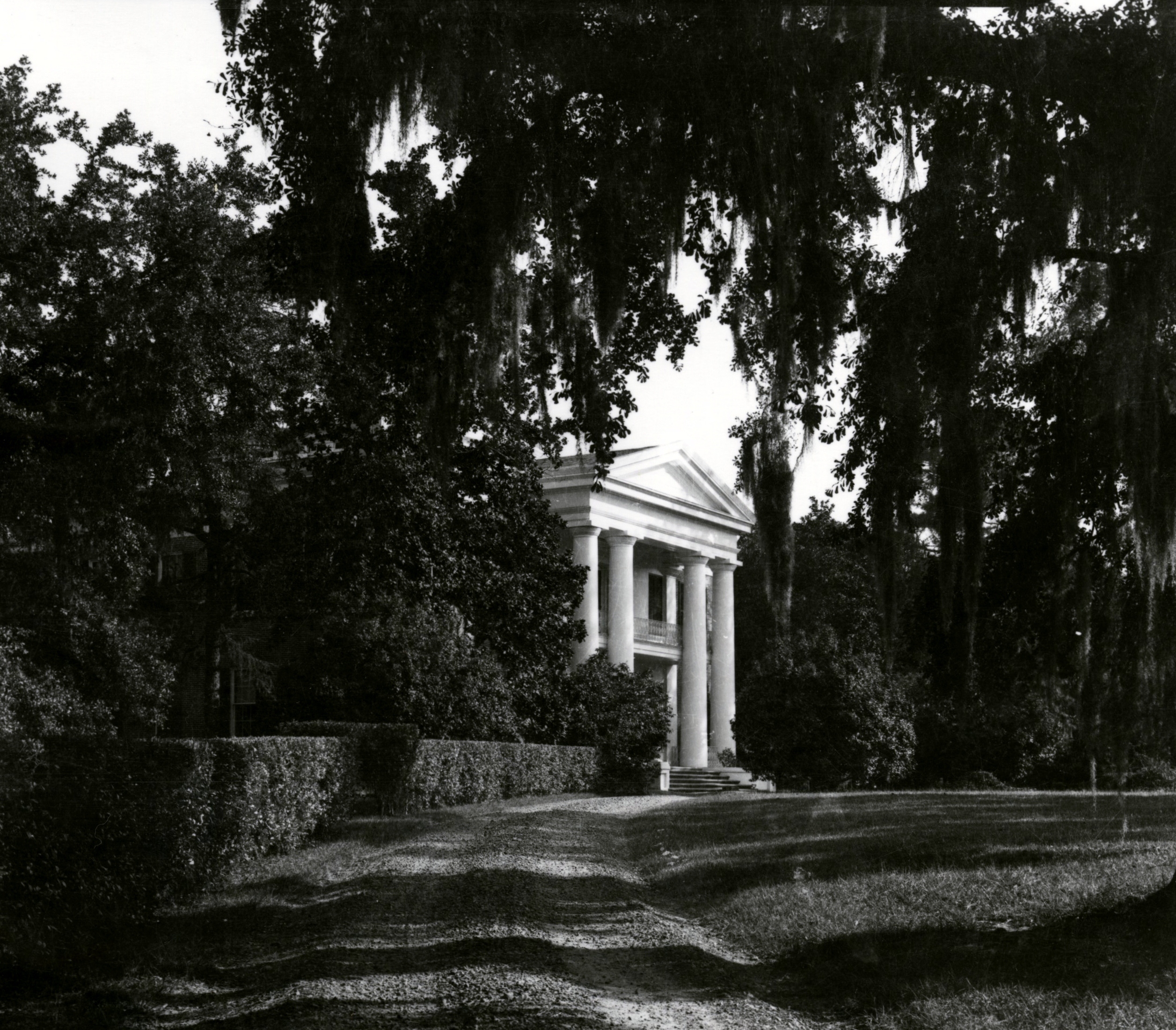 Gravel drive leading to the Melrose mansion