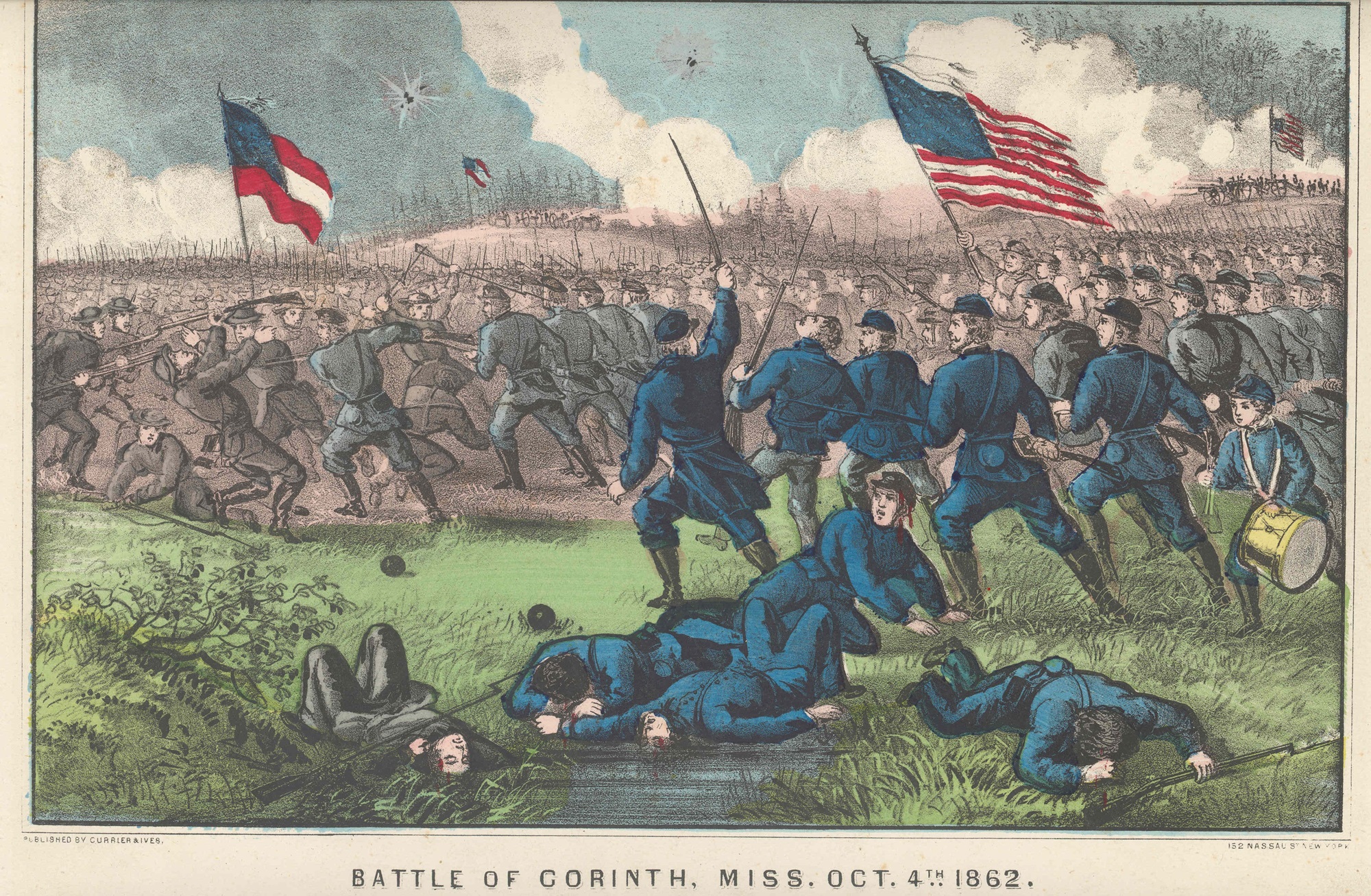 Color painting of troops engaged during the Battle of Corinth