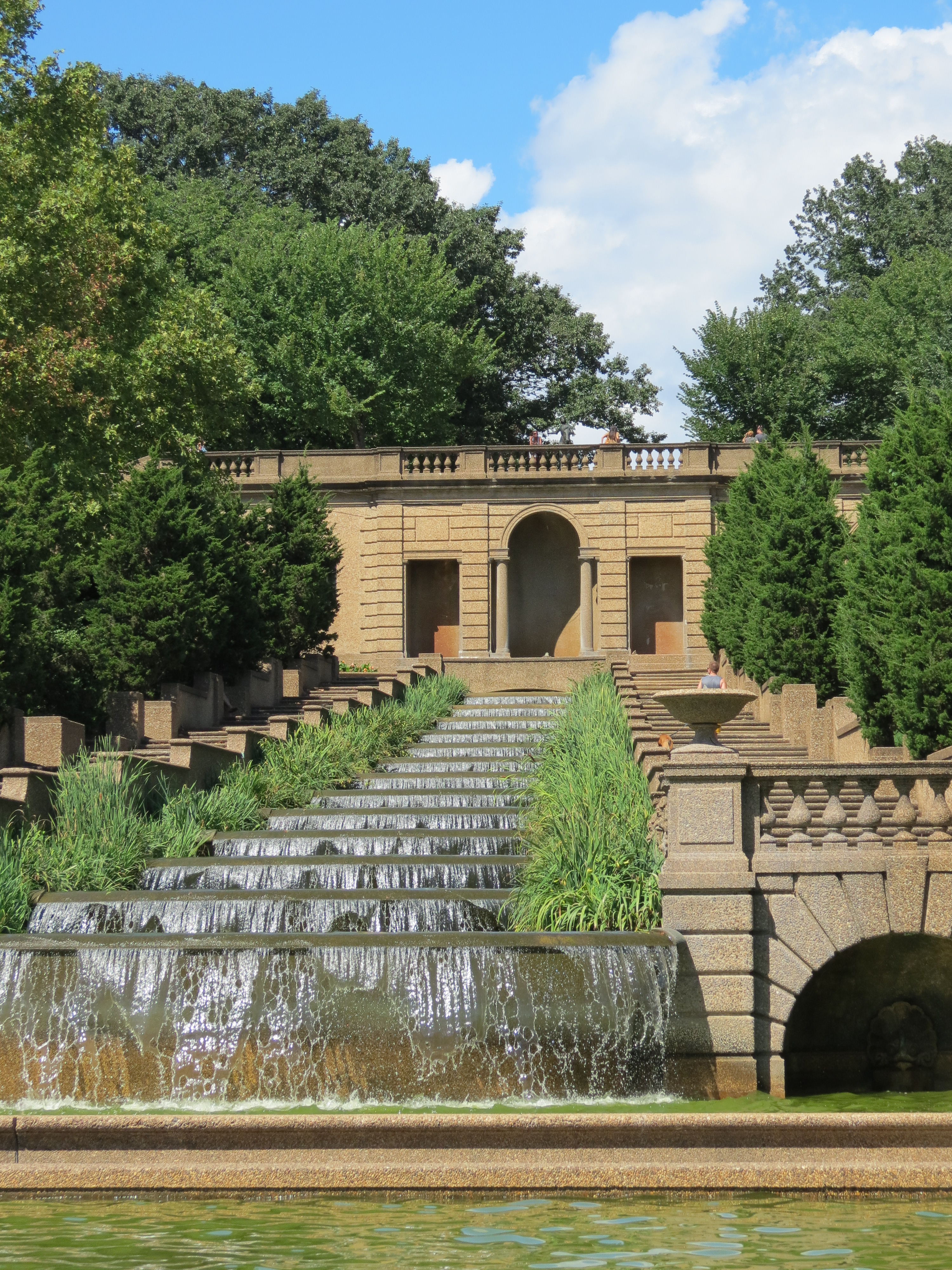 Water tumbles down the Cascade Fountain