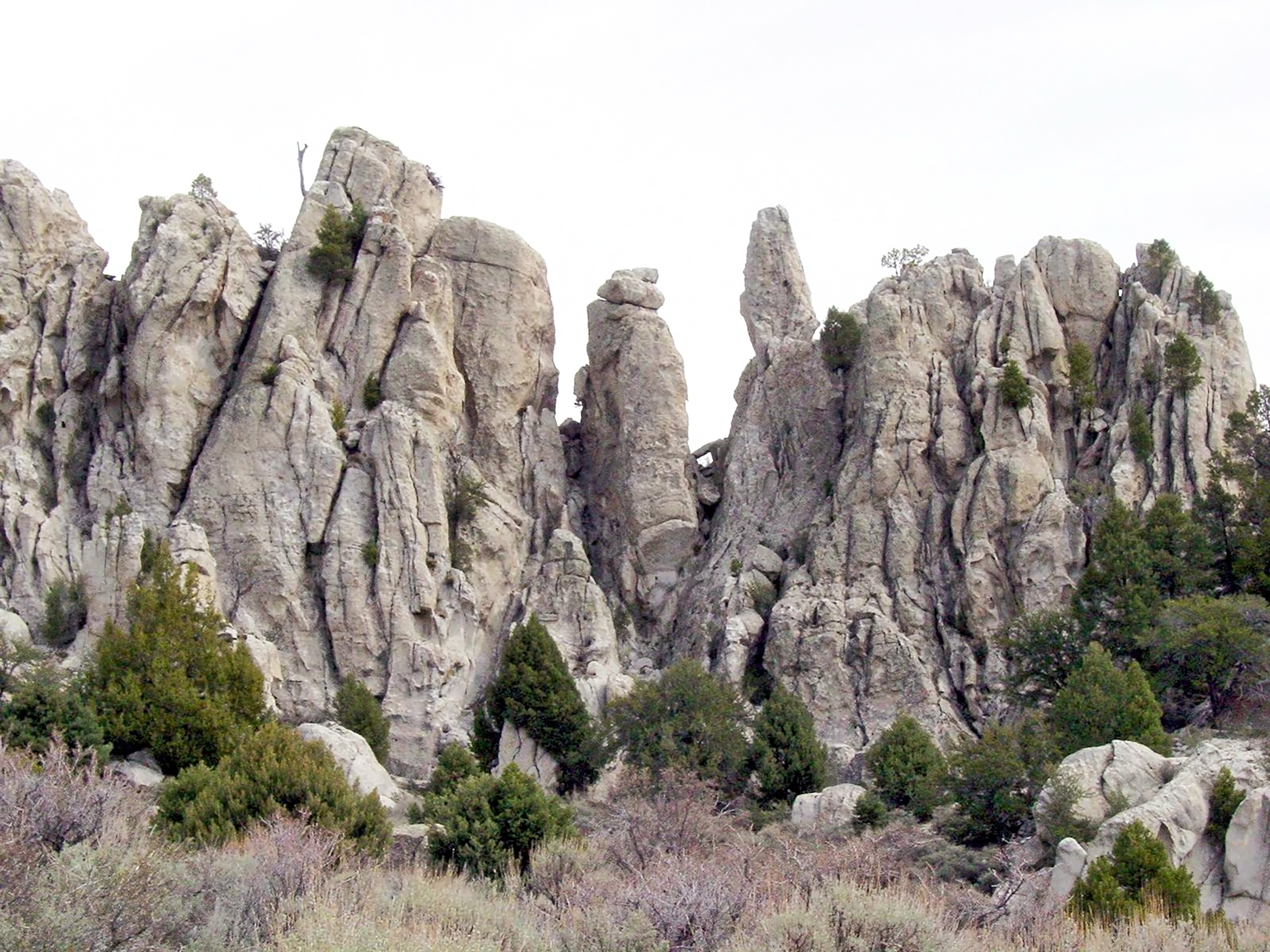 Jagged granite pinnacles in City of Rocks.