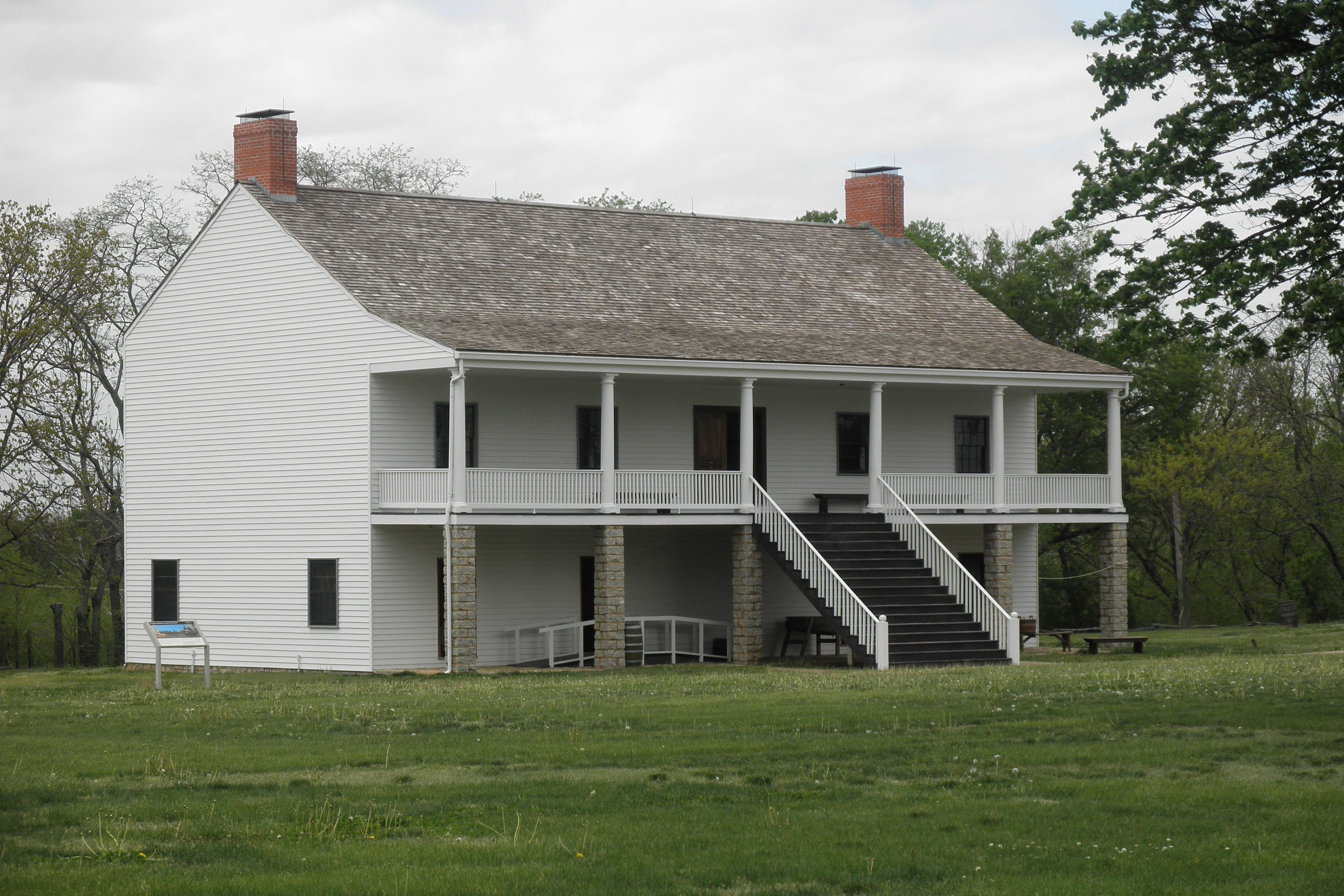 two story building with stairs in middle