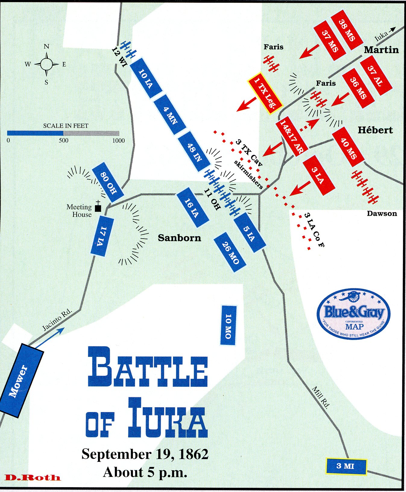 Map showing unit positions during the Battle of Iuka