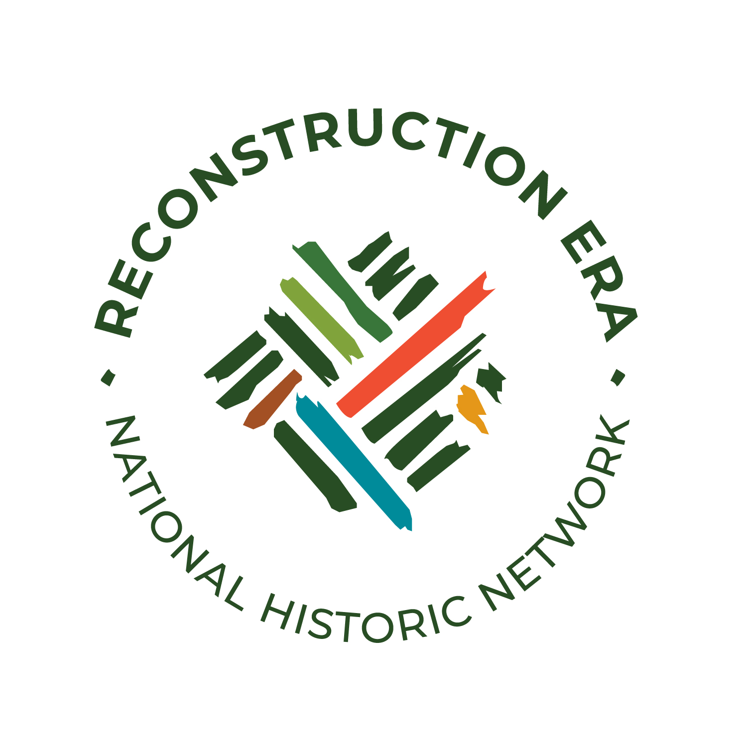 circular logo with the name of the network