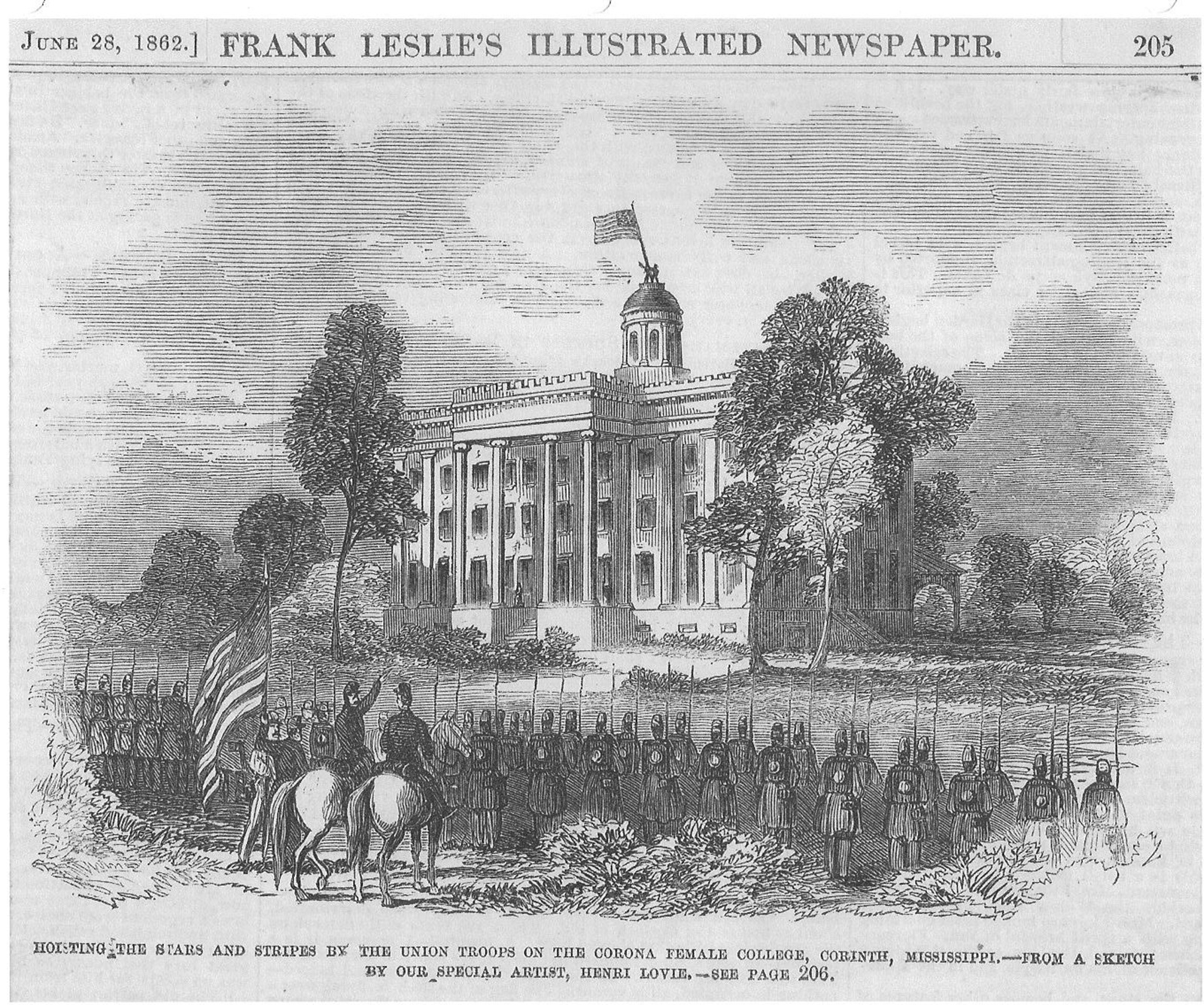 Sketch of a large building with columns.