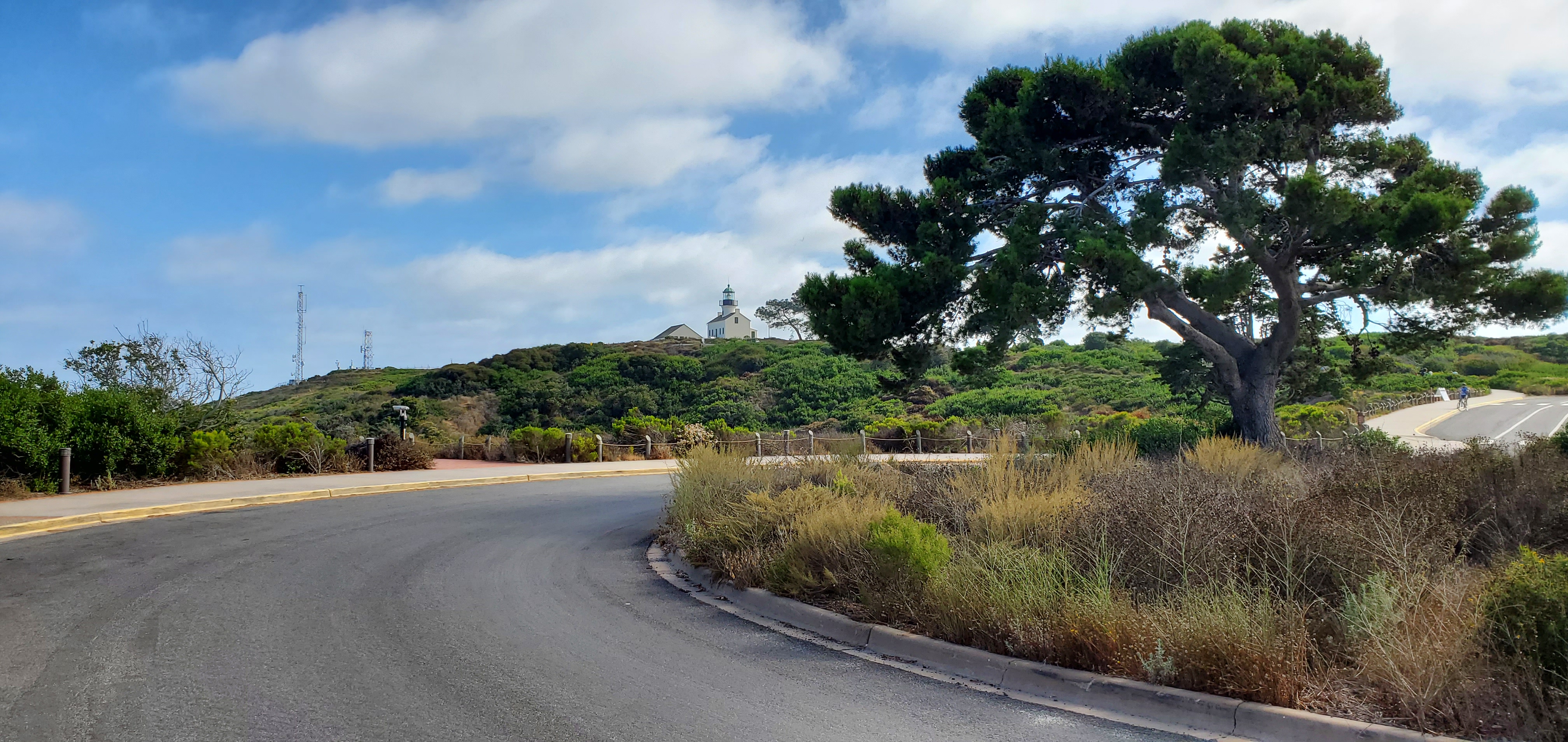 View of the hilltop area of Cabrillo National Monument as seen from the Visitor Center breezeway.