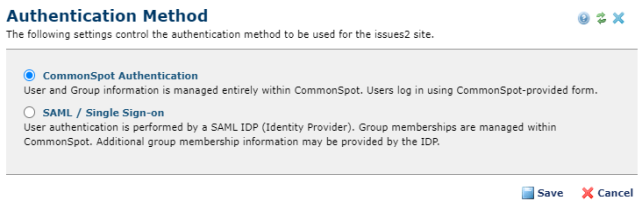 authentication method dialog