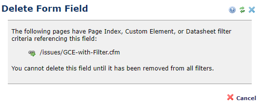 delete form field warning  with detail