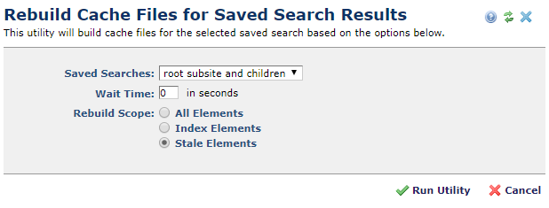 Rebuild Cache for Saved Search Results