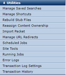 Site Administration Utilities Menu