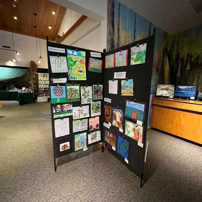 Swampfest Art Competition Entries Entries displayed in a visitor center