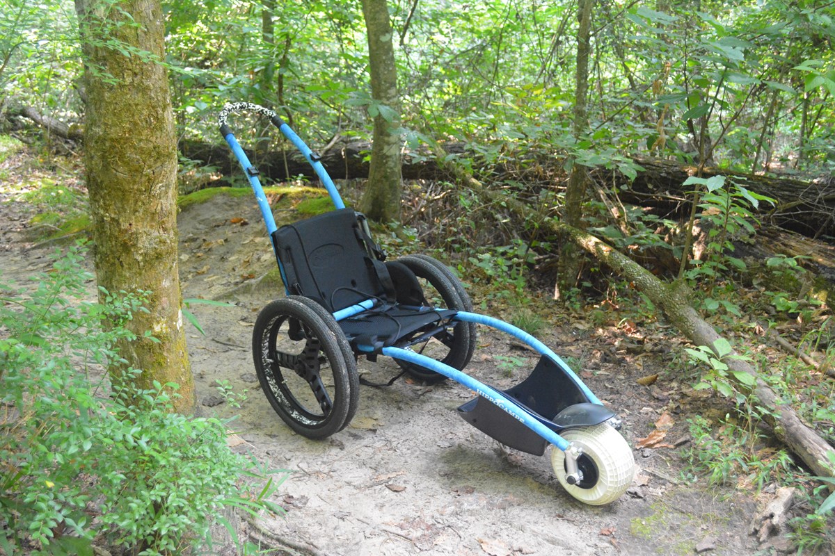 All-terrain wheelchair on trail