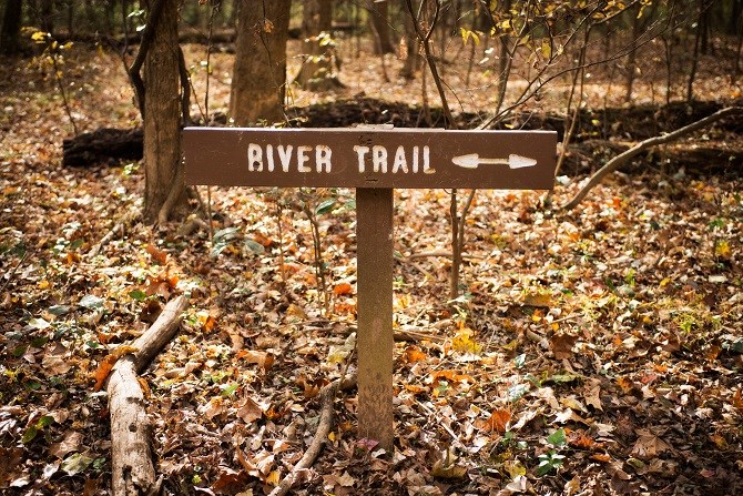Sign for hiking trail Sign for hiking trail