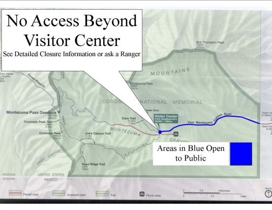 Map of areas of park closed by flooding.