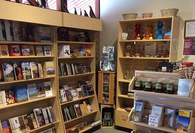 Books and sales items at the bookstore