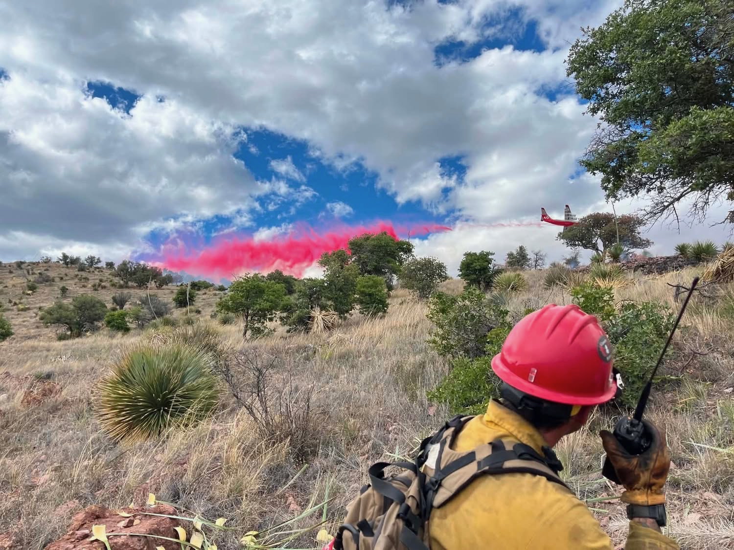 Air support dropping fire suppressant at Coronado National Memorial May 14, 2026.