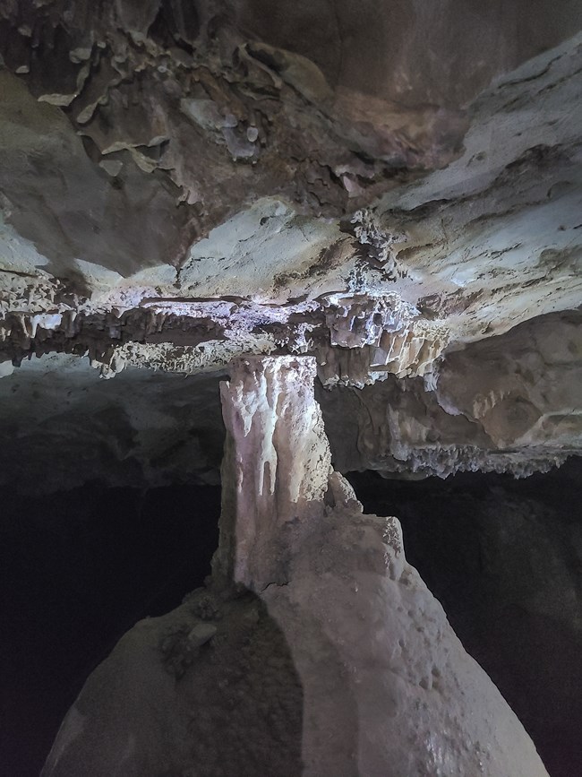 limestone formation with horizontal crack
