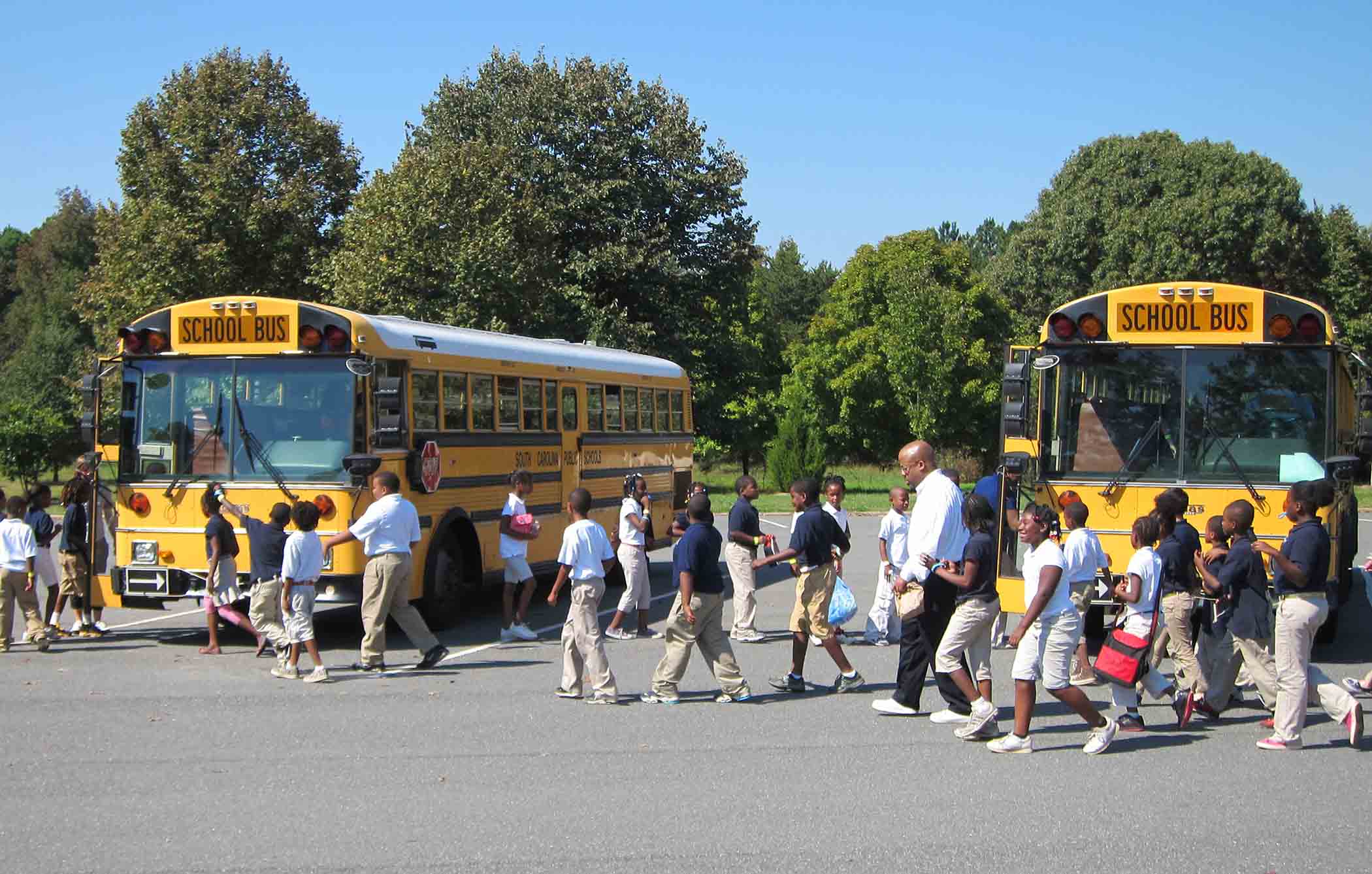Children at school buses Children at school buses
