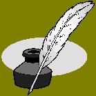 drawing of quill pen and ink well