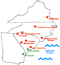simple map of Southern Campaign simple map of Southern Campaign