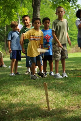 Children playing historic game