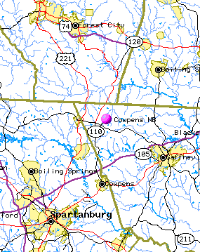 map to Cowpens National Battlefield