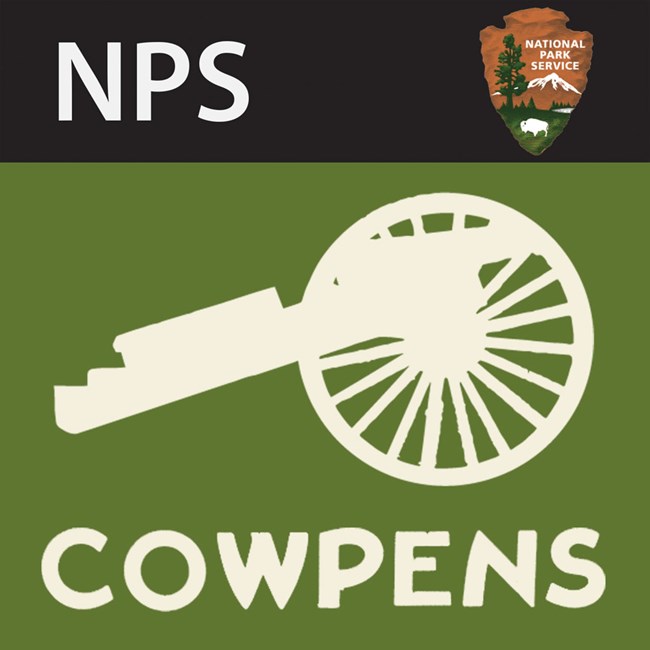 The Cowpens Mobile App logo is a white cannon on a green background. The Cowpens Mobile App logo is a white cannon on a green background.