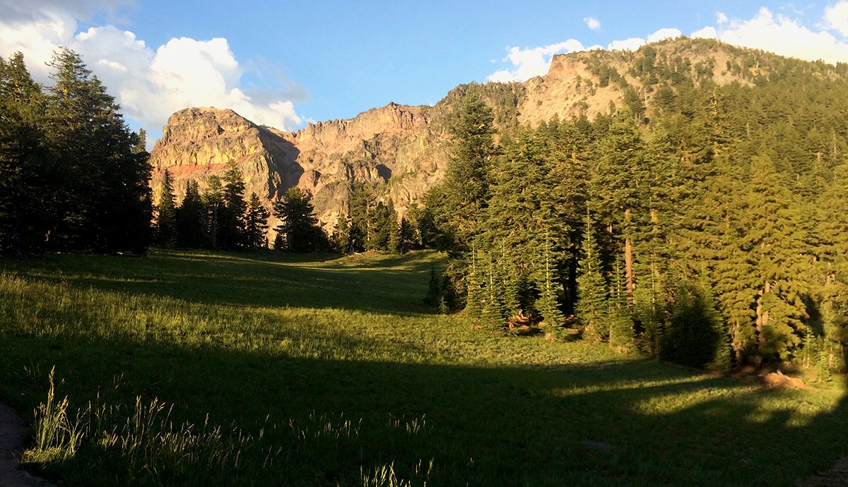 Sun Notch is a grassy meadow surrounded by conifers