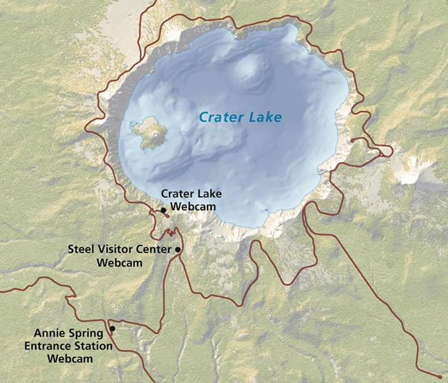 Map Showing the Location of the Park's Three Webcams