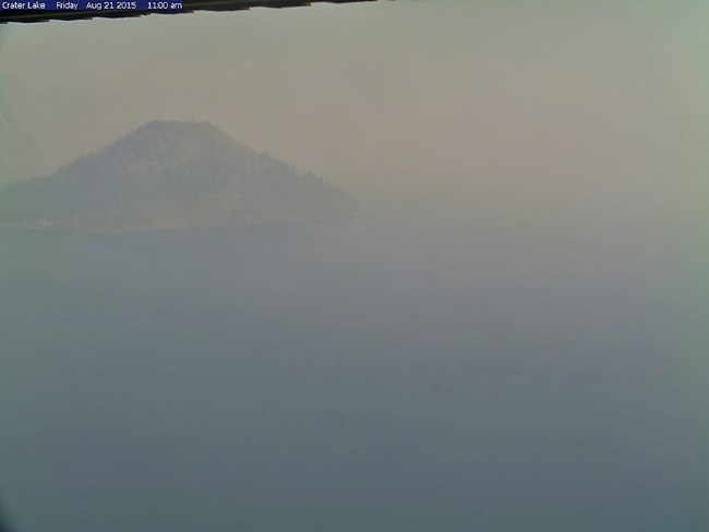 Crater Lake Webcam - Caldera Filled with Smoke