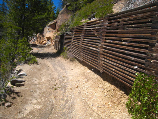 Cleetwood Trail undercut retaining wall and trail tread loss