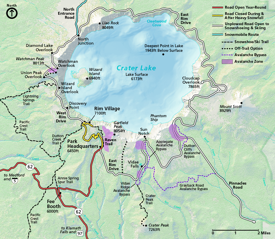 Crater Lake Hiking Map Current Conditions - Crater Lake National Park (U.s. National Park Service)