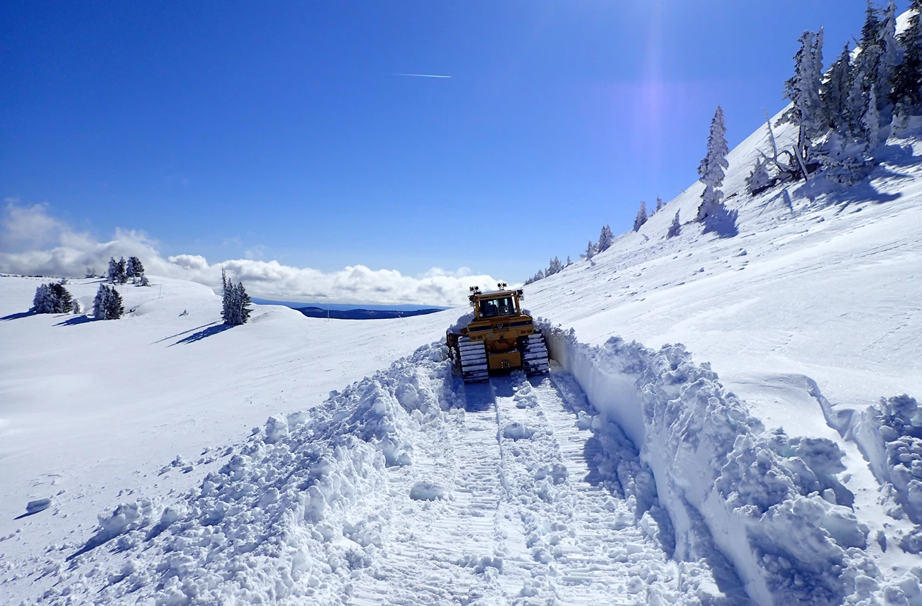 Lead bulldozer during spring opening at Watchman Trailhead