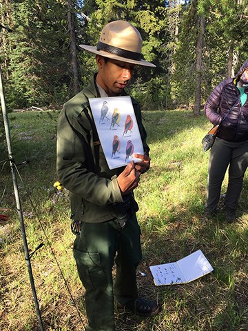 Ranger holding a picture of birds