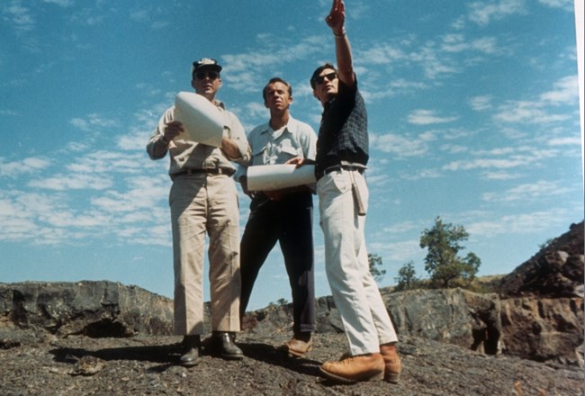 Astronauts with geologist
