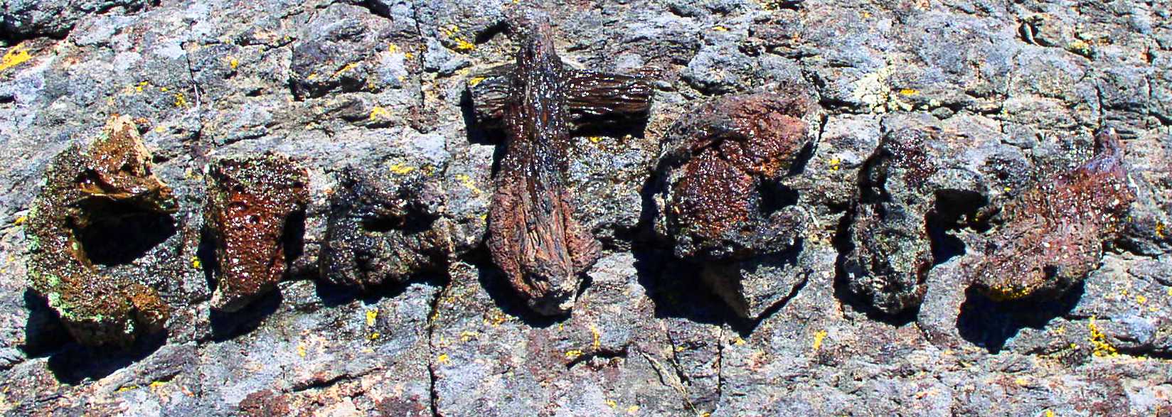 rocks arranged to spell out "craters"