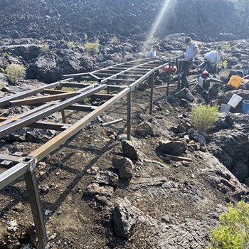 the North Crater Flow Trail is an elevated trail that is wheel-chair accessible