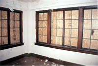 <two photo series> The historic wood windows were repaired and exterior storm windows added. This approach meets the Standards for Rehabilitation. Photos: NPS files