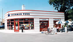 This vacant gas station (above) was rehabilitated for use as a coffee shop (below). Photo: NPS files