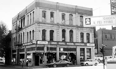 This three-story building is part of a historic district noted for late-19th century commercial buildings. It is prominently located on a corner site and flanked by two-story structures. Built in 1890, the structure has remained unchanged in appearance for ninety years. Photos: NPS files.